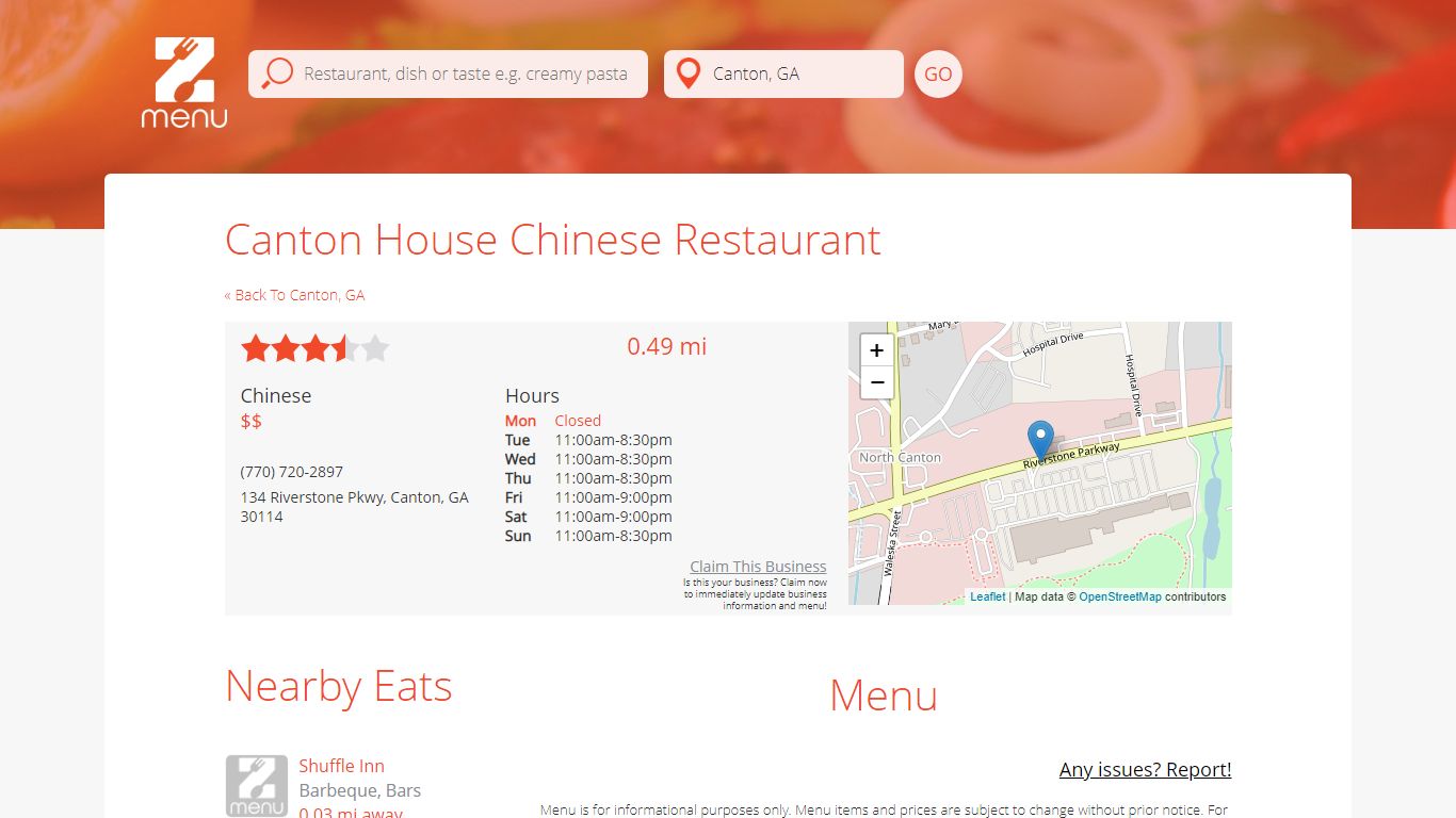 Canton House Chinese Restaurant - Zmenu