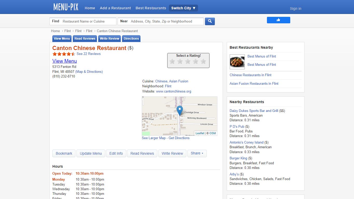 Online Menu of Canton Chinese Restaurant, Flint, MI
